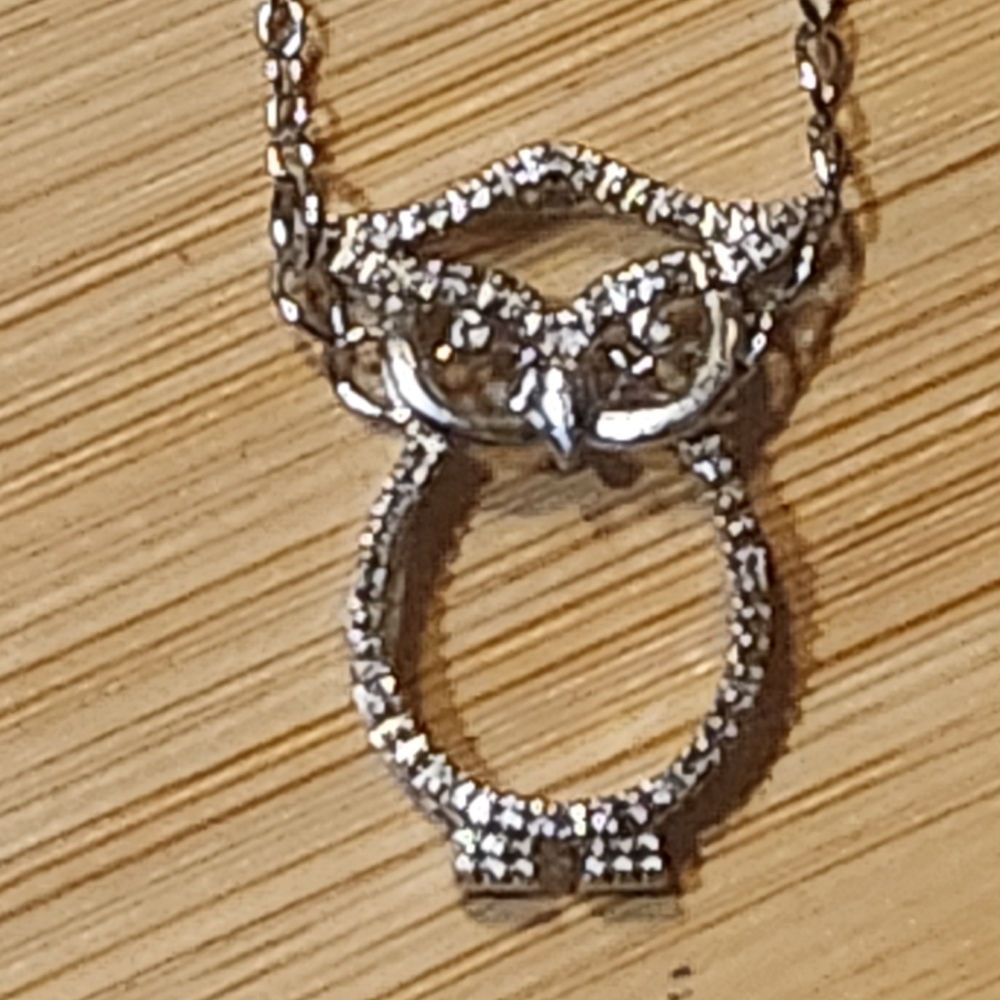 Natural White Diamond Owl Pendant